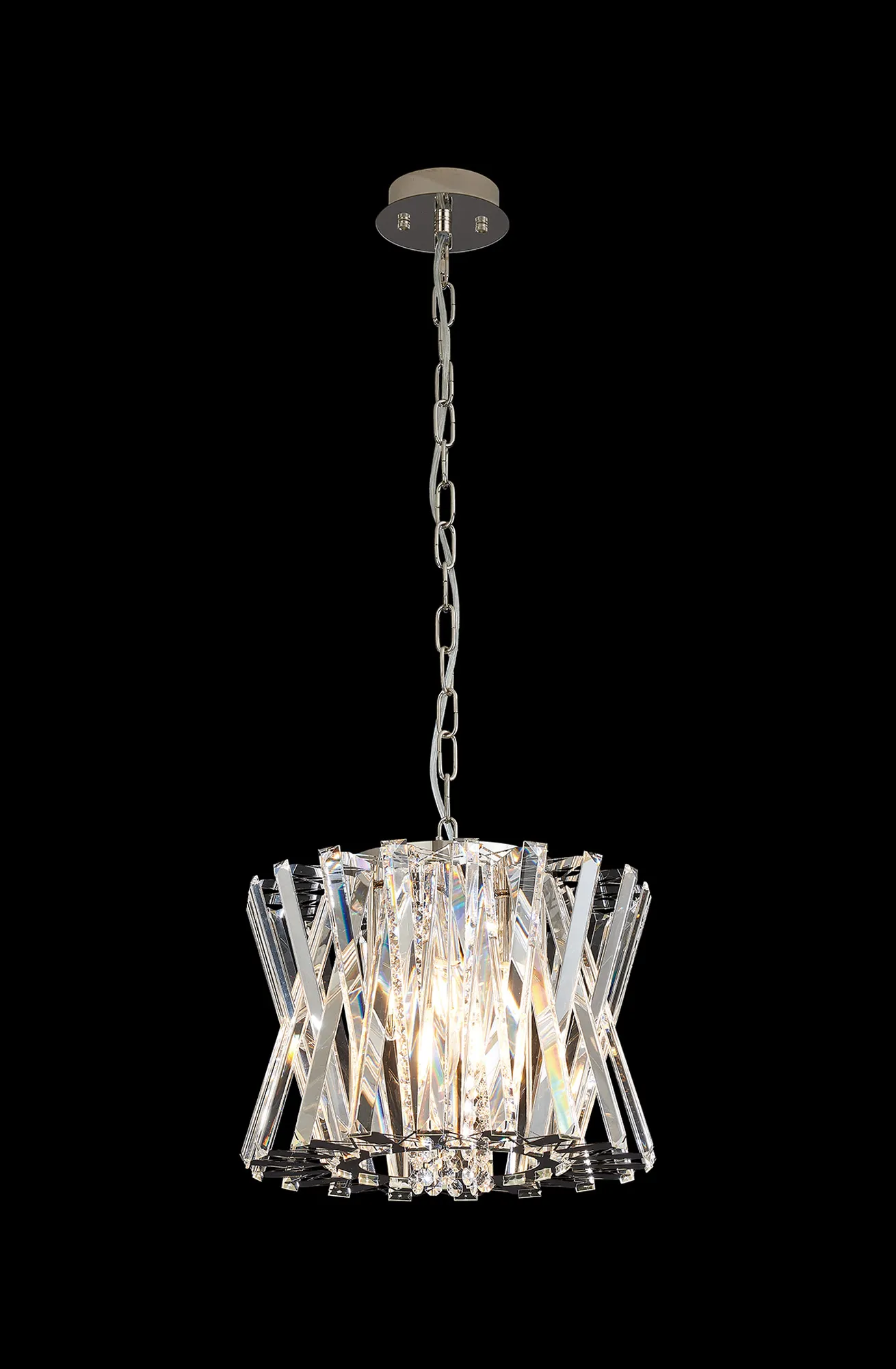 Faline Polished Nickel Crystal Ceiling Lights Diyas Statement Crystal Fittings